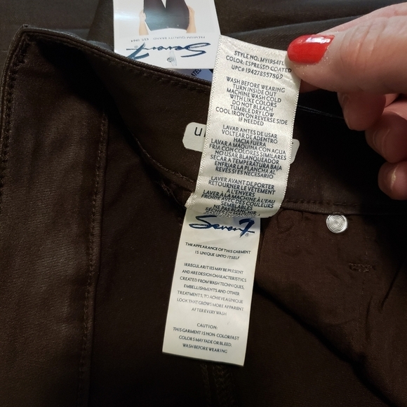 NWT Seven7 Coated Skinny Jeans Faux Leather Espresso Brown Size 12 RET. $79.00 - Picture 8 of 11